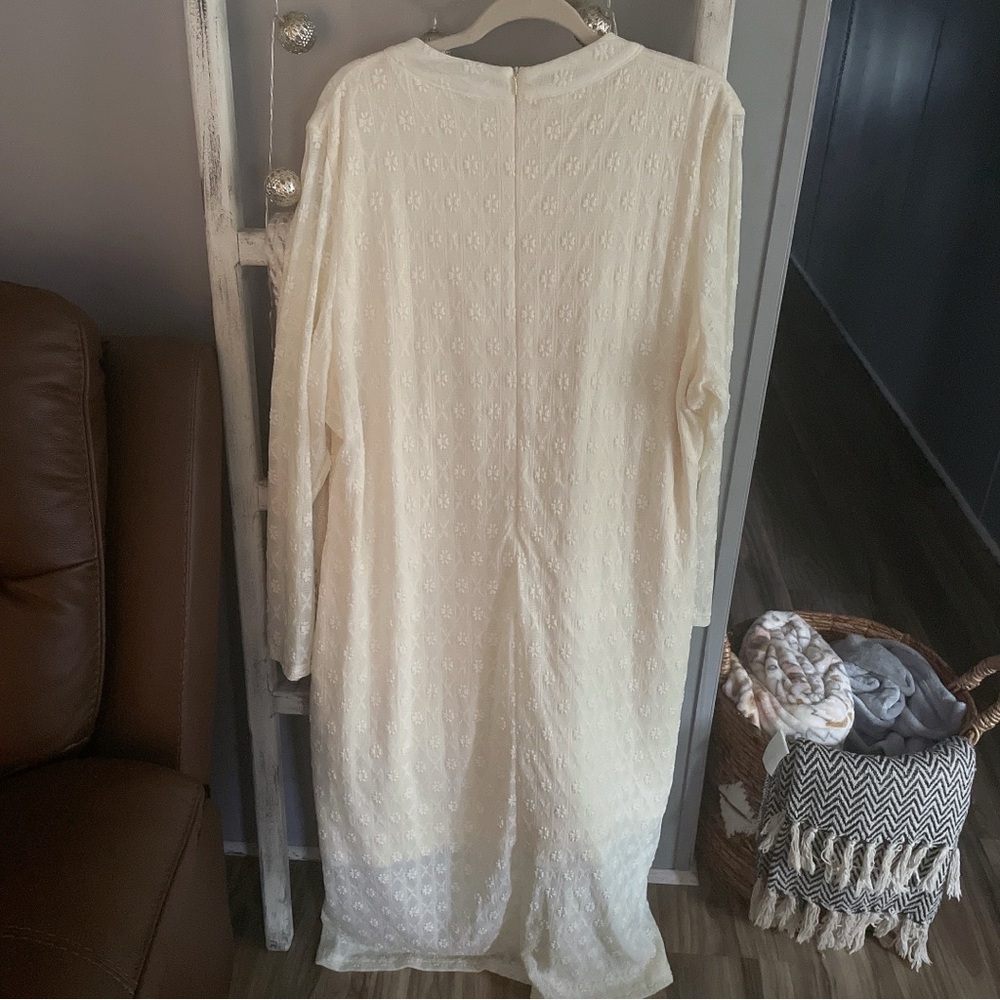 Shein Cream Lace Long Sleeve Dress Size 4X- More like a Size XL - Picture 11 of 12